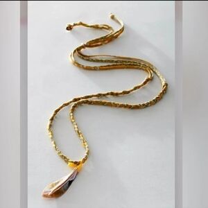 NWT Free People X Ariana Ost, The Era Strand Necklace, Yellow/White/Shell ,$38